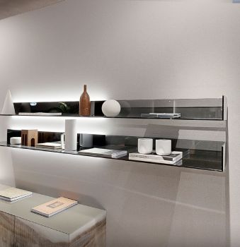 Cartesio Shelves Smoked glass grey and black L 220
