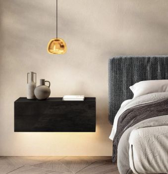Pair of 36e8 suspended bedside cabinets with black lacquered drawer