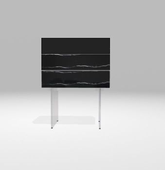 Nightstand with 3 drawers, one Black Lacquer and 2 Marquina Xglass.