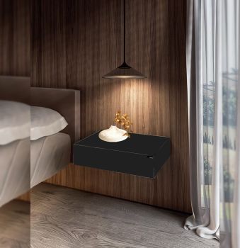Wall-mounted Drawer Bedside Table Black