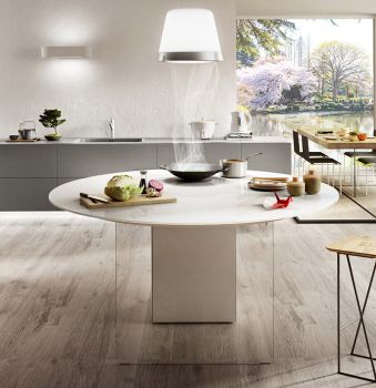 Air Island White kitchen with hob