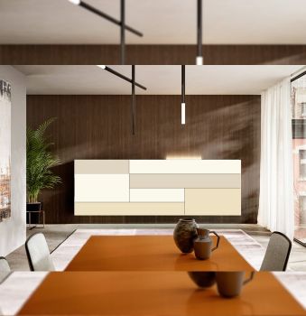 Suspended Sideboard in White, Panna, and Cocco Color
