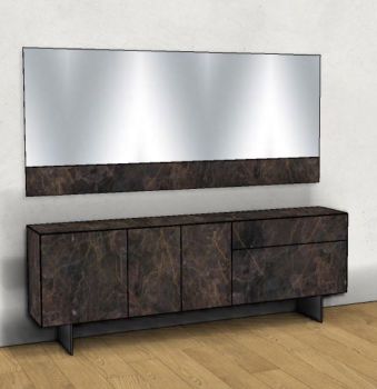 Sideboard and Panel Mirror in Glossy Xglass Port Saint Laurent