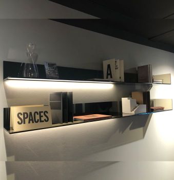 Cartesio shelf with glossy Bronze glass and illumination