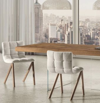 Sedia Mezz'aria Trapuntata gambe in Legno