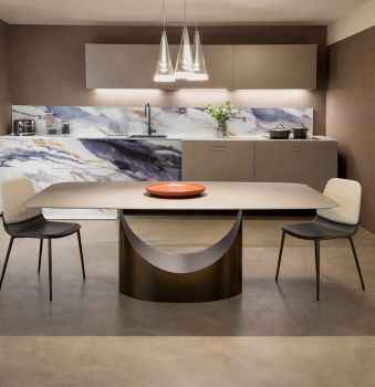 Tavolo U a botte vetro opaco Havana