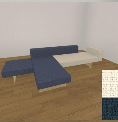 Divano Air con penisola Beige e Blu