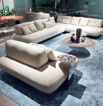 Angular Sand Sofa with Fixed Backrests