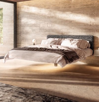 Fluttua L 150 bed with fabric headboard