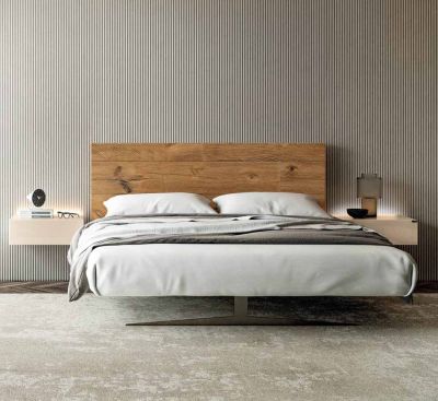 Letto Steel - testiera Wildwood naturale