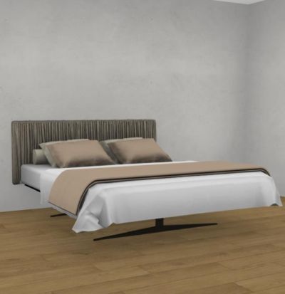 Steel Bed with Fabric Headboard
