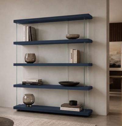 Air Bookcase, Blue Lacquered, W 184