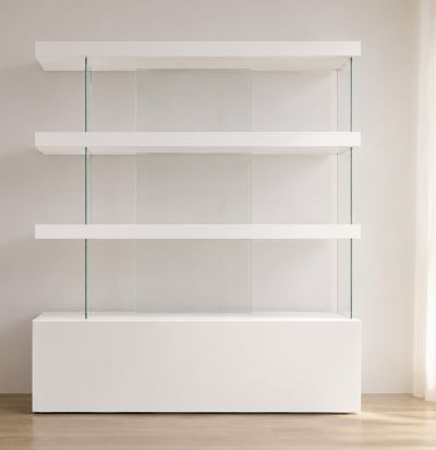 Libreria Air con contenitore - Laccato Bianco 
