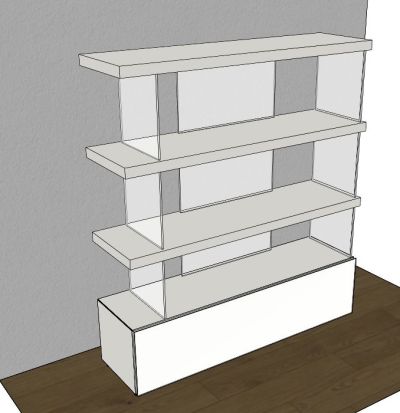 Libreria Air con contenitore - Laccato Bianco 