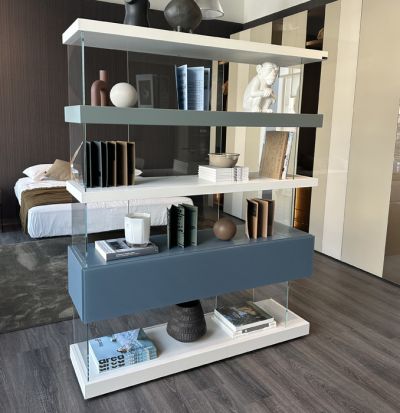Libreria Air con contenitore - Baltico Bianco Argilla e Cocco
