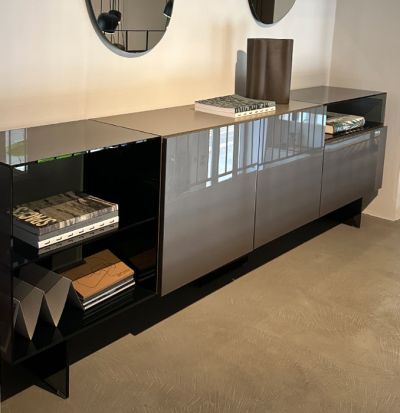 Madia 36e8 glass sideboard color Piombo Metal