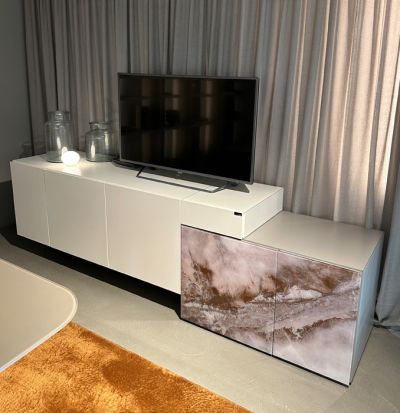 Madia 36e8 Sideboard bianco e Xglass Alabastro 