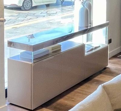 Madia 36e8 Sideboard con mensola Xglass Alabastro