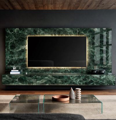 Parete Attrezzata xGlass Verde Alpi Lucido