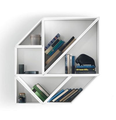 Tangram bookcase in White color.