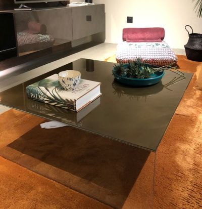 Tavolino UPGLASS in vetro lucido color Bronzo