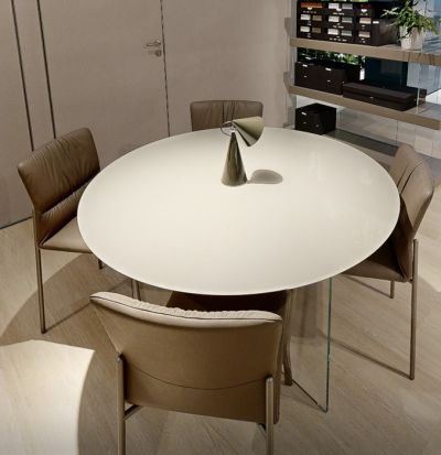 Tavolo Air Round Vetro Lucido Tortora